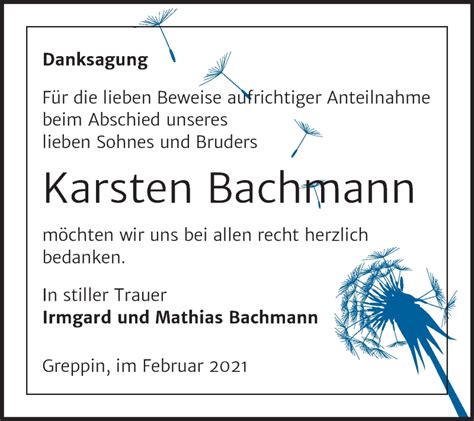 Traueranzeigen Von Karsten Bachmann Abschied Nehmen De