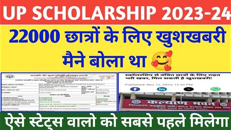 Up Scholarship 2023 24 Up Scholarship Latest News Today Up