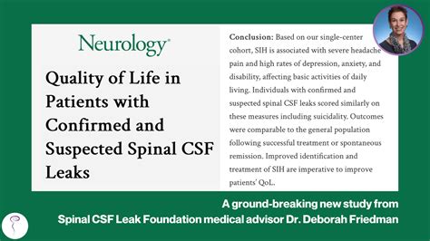 Quality Of Life Paper Published Spinal Csf Leak Foundation