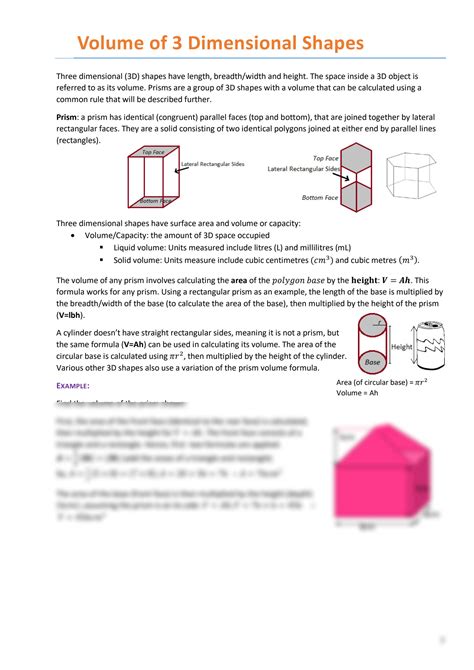 Solution Volume Of 3 Dimensional Shapes Lesson With Examples And