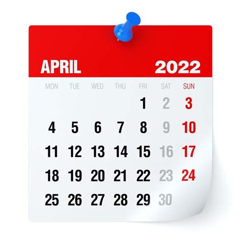 April 2022 Calendar Clipart