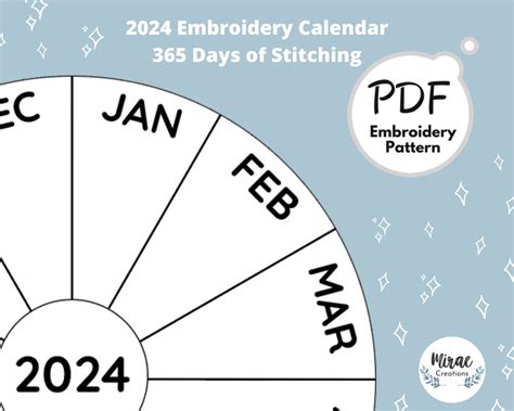 Embroidery Calendar Pattern Days Of Stitching Monthly