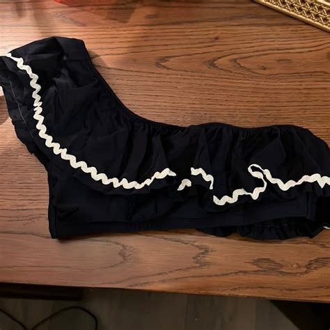 J Crew Swim J Crew One Shoulder Navy Bikini Top Poshmark
