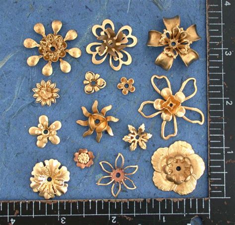 Raw Brass Stampings Metal Stamped Flowers Brass Flower Etsy