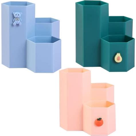 Porte Crayon Pcs Pot Cr Atif Hexagonal Bo Te De Rangement Plastique