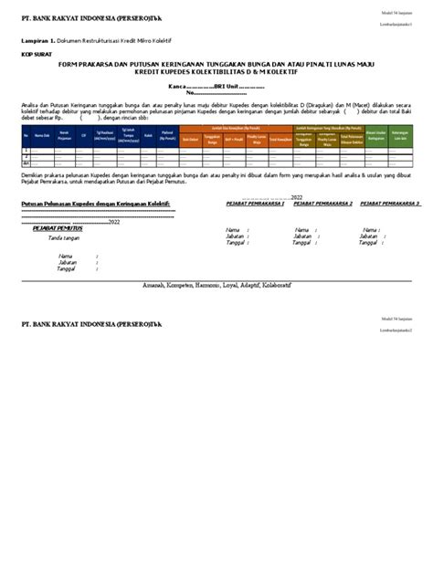 Form Prakarsa Dan Putusan Kolektif Keringanan Tunggakan Bunga Pdf
