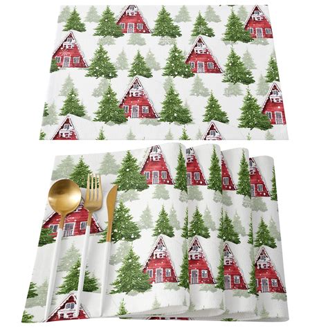 Christmas Tree Placemats For Dining Table Heat Resistant Kitchen Table