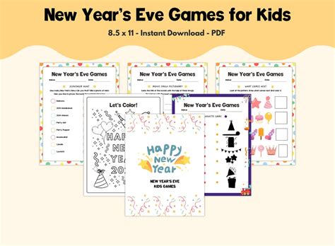 Printable New Years Eve Games for Kids 20 New Years Game - Etsy