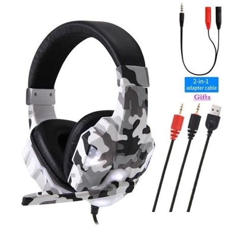 Casques Casque de Gaming avec micro et lumière LED pour ordinateur PC