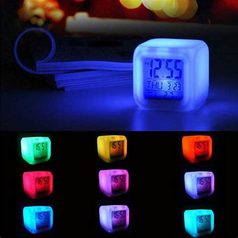 R Veil Num Rique Thermom Tre Nuit Cube Lumineux Couleurs Horloge