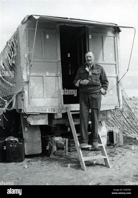 British Field Marshal William Slim Posing In Front Of His Command