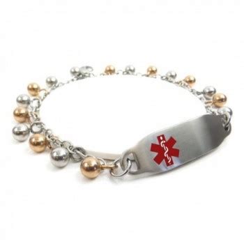 Engraved & Customized Ladies Ladies Diabetic ID Bracelet- Steel Raindrop - C211HUM2Y2Z