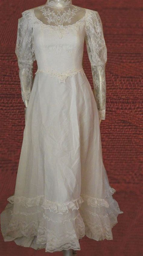 Vintage Jcpenney Fashions Wedding Dress Prairie Boho Lace S 56 With