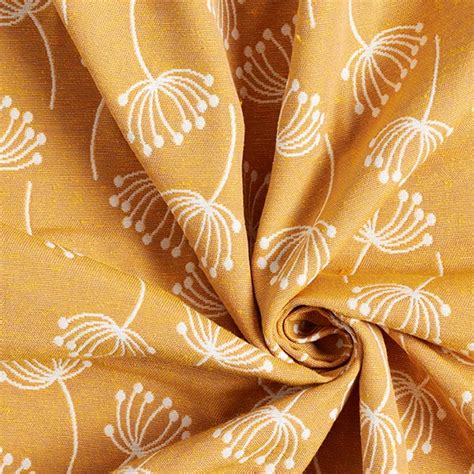 Tissu Dameublement Jacquard Fleurs De Pissenlit Moutarde Jacquard