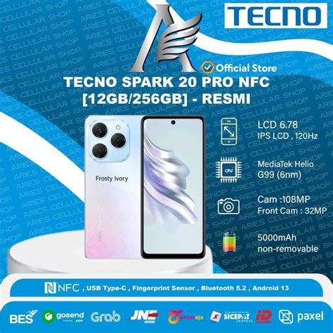 Jual Tecno Spark 20 Pro 12 256 Nfc Garansi Resmi Flash Frosty Ivory