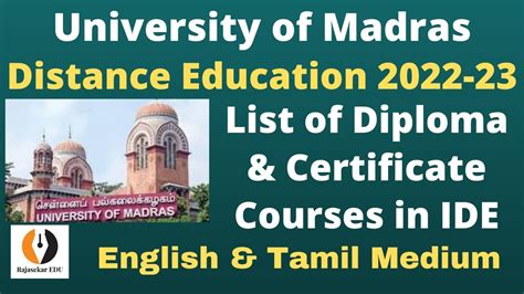 Madras University Distance Education Admission List Of Diploma