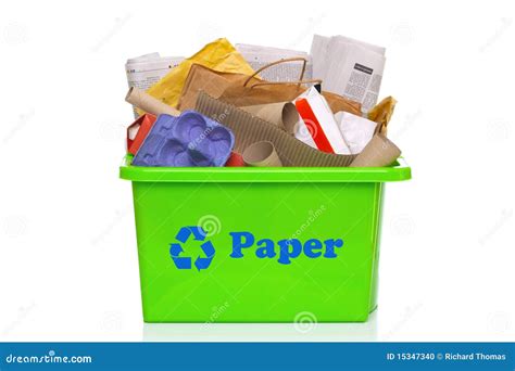 Green Paper Recycling Bin Isolated On White Stock Photo Image Of