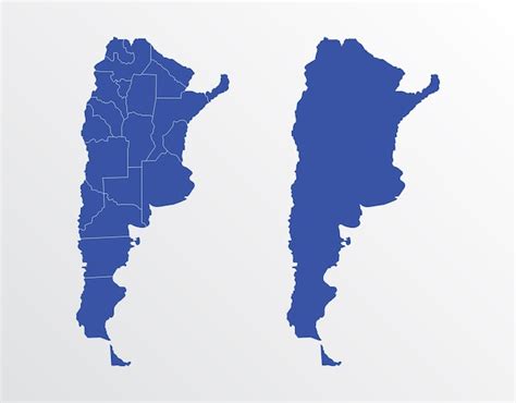 Mapa Azul De Argentina Con Regiones Vector Premium