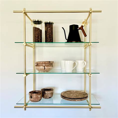 Wall Mounted Brushed Brass Shelves Inches Wide By Inches High By