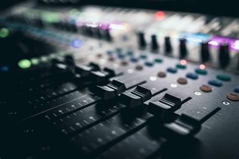 Premium Photo | Sound control music mixer in record studio close up ...