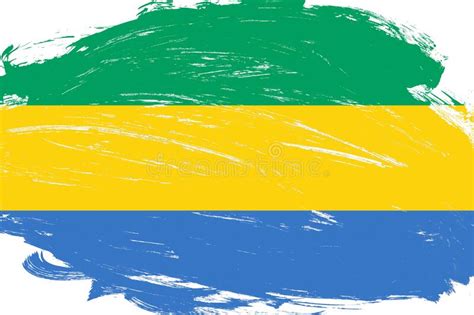 Distressed Stroke Brush Painted Gabon Flag On White Background Stock