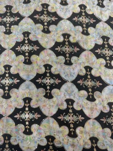 Silk Viscose Embroidery Position Print Fabric Floral Multicolour At