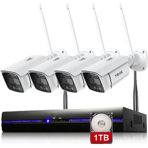 Syst Me De Surveillance Wifi Ext Rieur Mp Avec Projecteur Et Disque