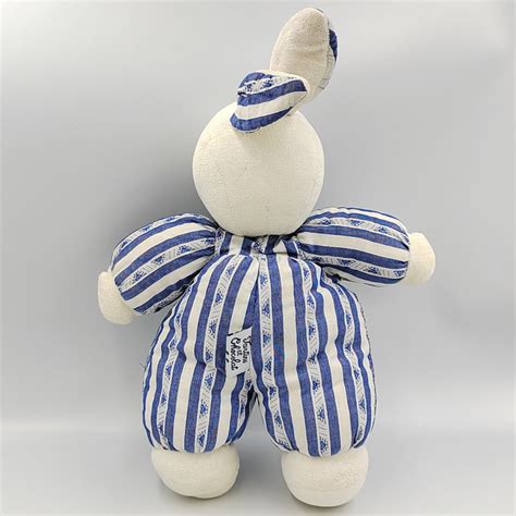 doudou lapin blanc rayé bleu TARTINE ET CHOCOLAT