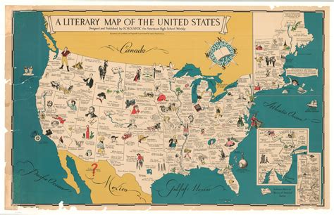 A Literary Map of the United States | Curtis Wright Maps