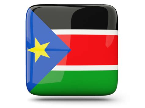 Glossy Square Icon Illustration Of Flag Of South Sudan