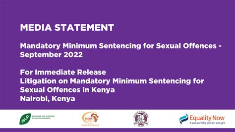 Media Statement Mandatory Minimum Sentencing For Sexual Offences