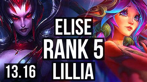 ELISE Vs LILLIA JNG Rank 1 Elise Rank 5 14 1 2 Legendary TR