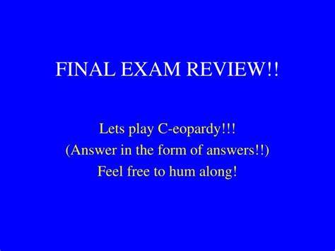 Ppt Final Exam Review Powerpoint Presentation Free Download Id