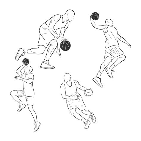 Vector Line sketch basketball player basketball player vector sketch ...