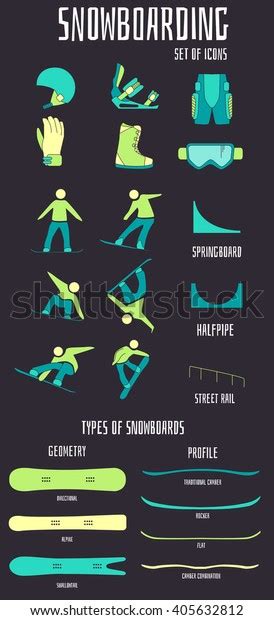 Snowboard Icons Set Stock Vector Royalty Free 405632812 Shutterstock