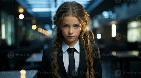 A Cute Girl In A Suit Ai Generated 26512106 Stock Photo At Vecteezy