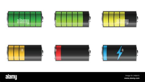 Realistic Alkaline Battery Set Icon In Flat Style Different Size