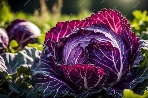 Premium Photo Harvest Of Red Cabbage In The Garden