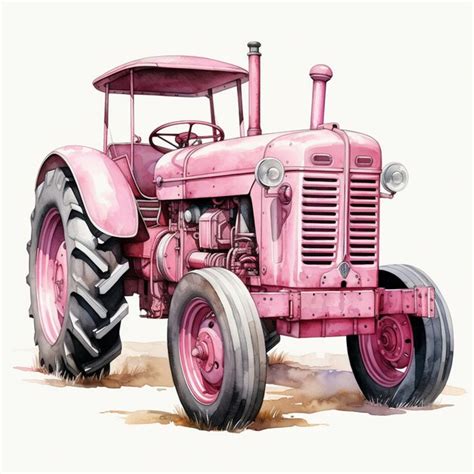 Premium Photo There Is A Pink Tractor With A Large Tire On The Ground