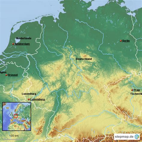 StepMap Deutschland Flüsse Landkarte für Deutschland