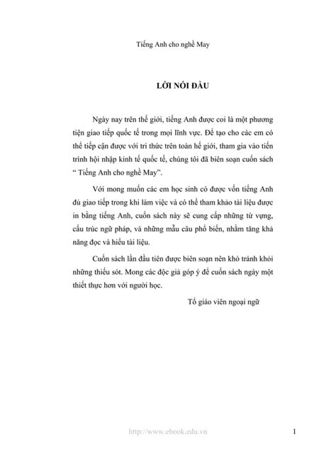 Kho tài liệu ngành may giáo trình dạy tiếng anh cho nghề may PDF