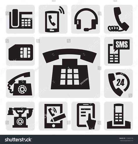 Vector Black Phone Icons Set On Stock Vector Royalty Free 113443156