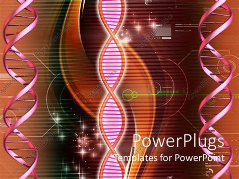 Powerpoint Template Dna Strands And Dna Structure On Abstract Background And Sparkling Lights