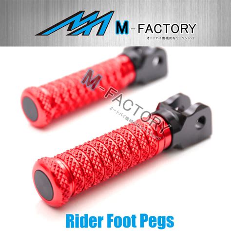 Red M Grip Front Foot Pegs Pedals For Kawasaki ZRX 1200 S R 02 09