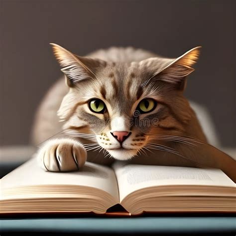 Portrait Of A Fantasy Cat With Book Stock Illustration Illustration