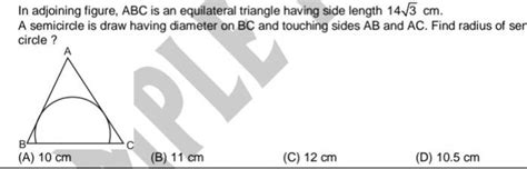 In Adjoining Figure ABC Is An Equilateral Triangle Having Side Length 14