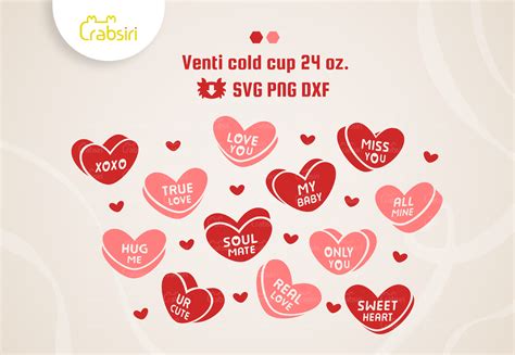 Candy Heart Cold Cup No Hole 24oz Svg Graphic By Crabsiri · Creative Fabrica