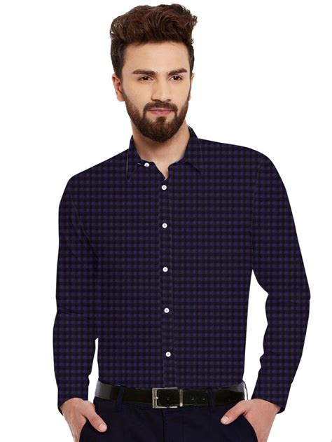 Blue Collar Neck Men Full Sleeve Check Shirt Size M L Xl At Rs 400 In