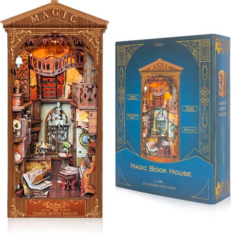 Book Nook Twilight Castle Diy 3d Wooden Puzzle Led Dollhouses Booknook Bookshelf