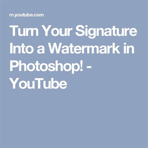 Turn Your Signature Into A Watermark In Photoshop YouTube